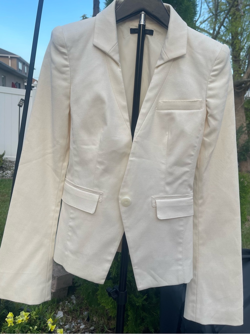 Rachel Zoe Cream Single-Button Tailored Blazer